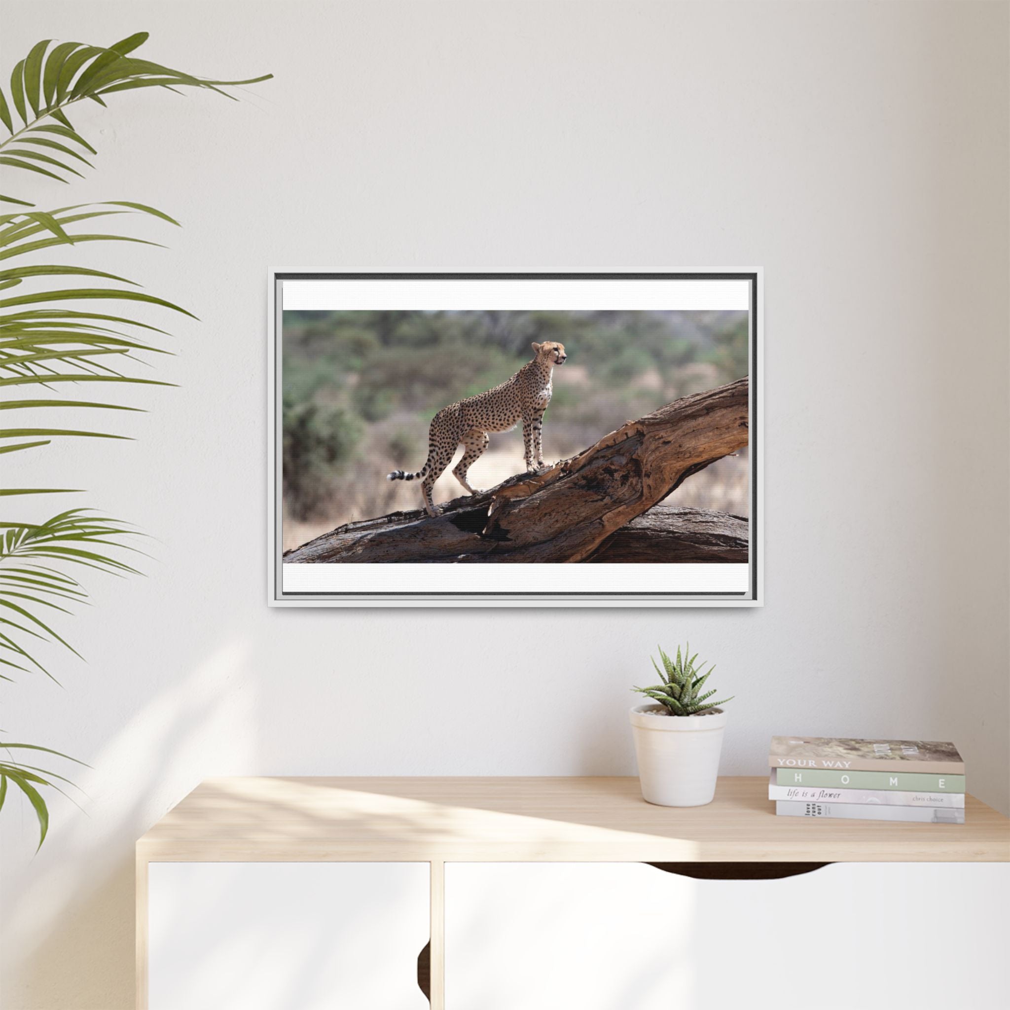 Painting Cheetah Matte Canvas, Framed (Multi-color)