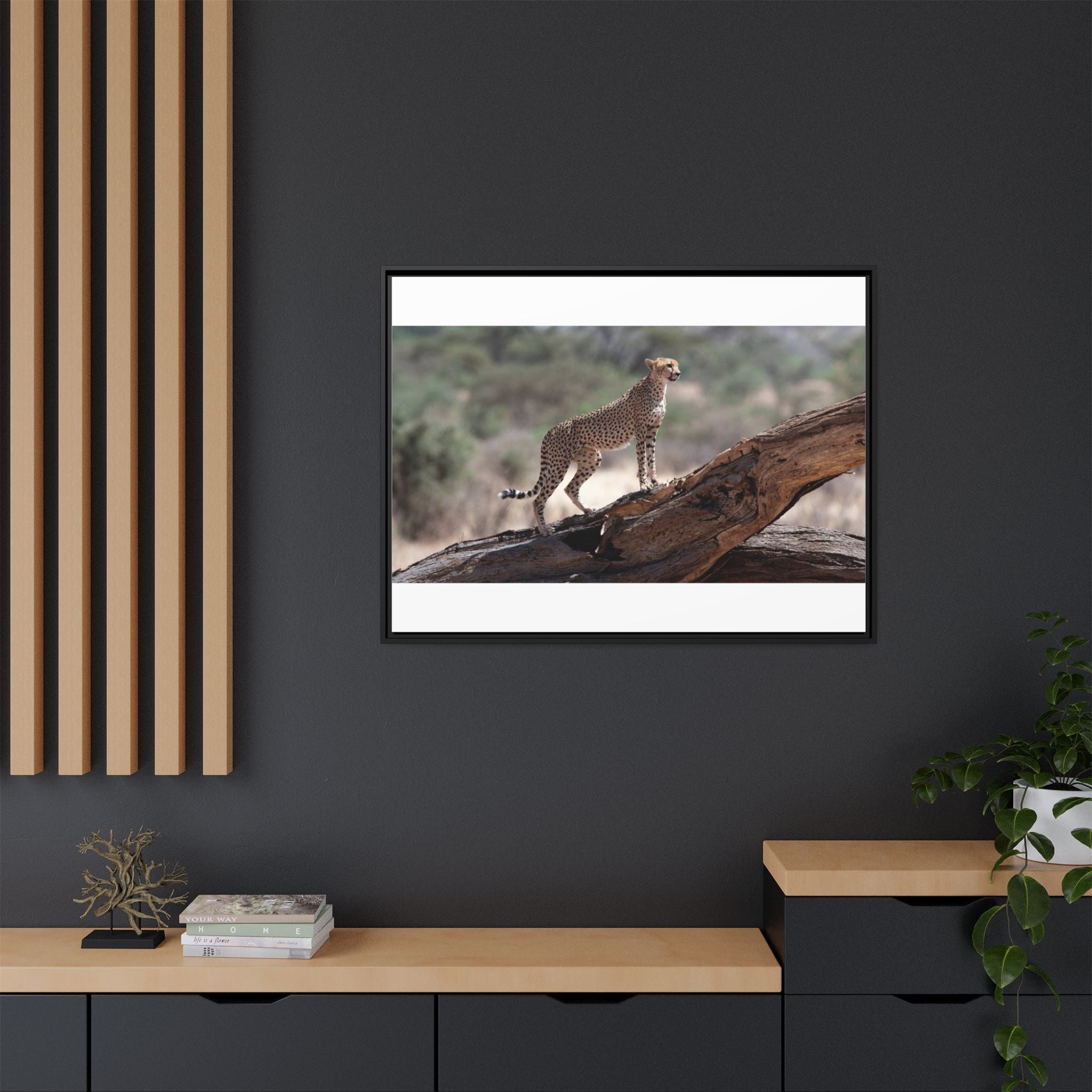 Painting Cheetah Matte Canvas, Framed (Multi-color)