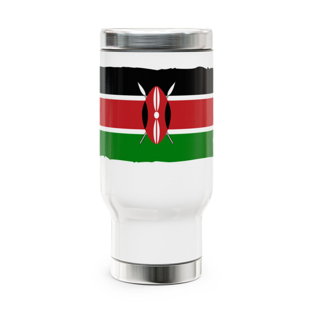 Kenya Flag Stainless Stl Travel Mug with Handle, 14oz