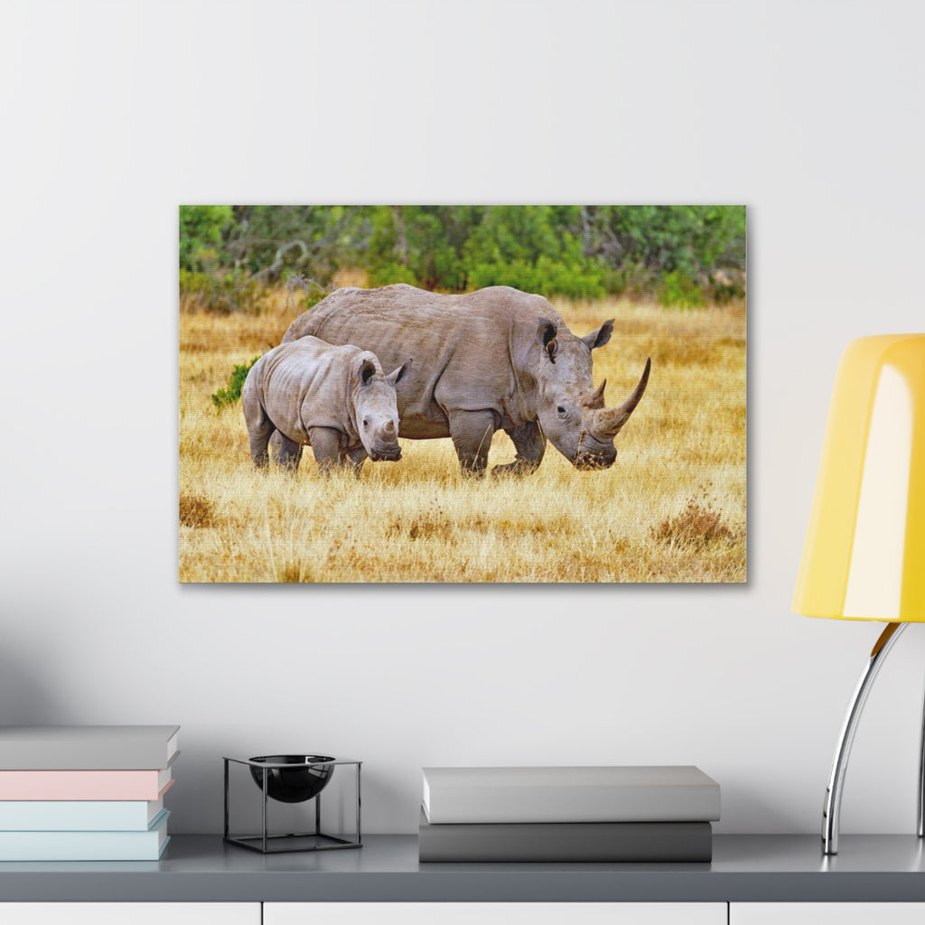Painting Africa Rhino Canvas Stretched, 0.75"