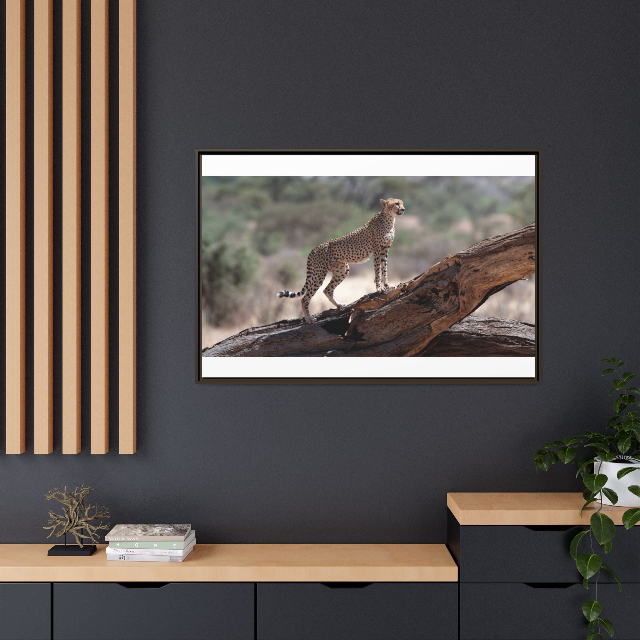 Painting Cheetah Matte Canvas, Framed (Multi-color)