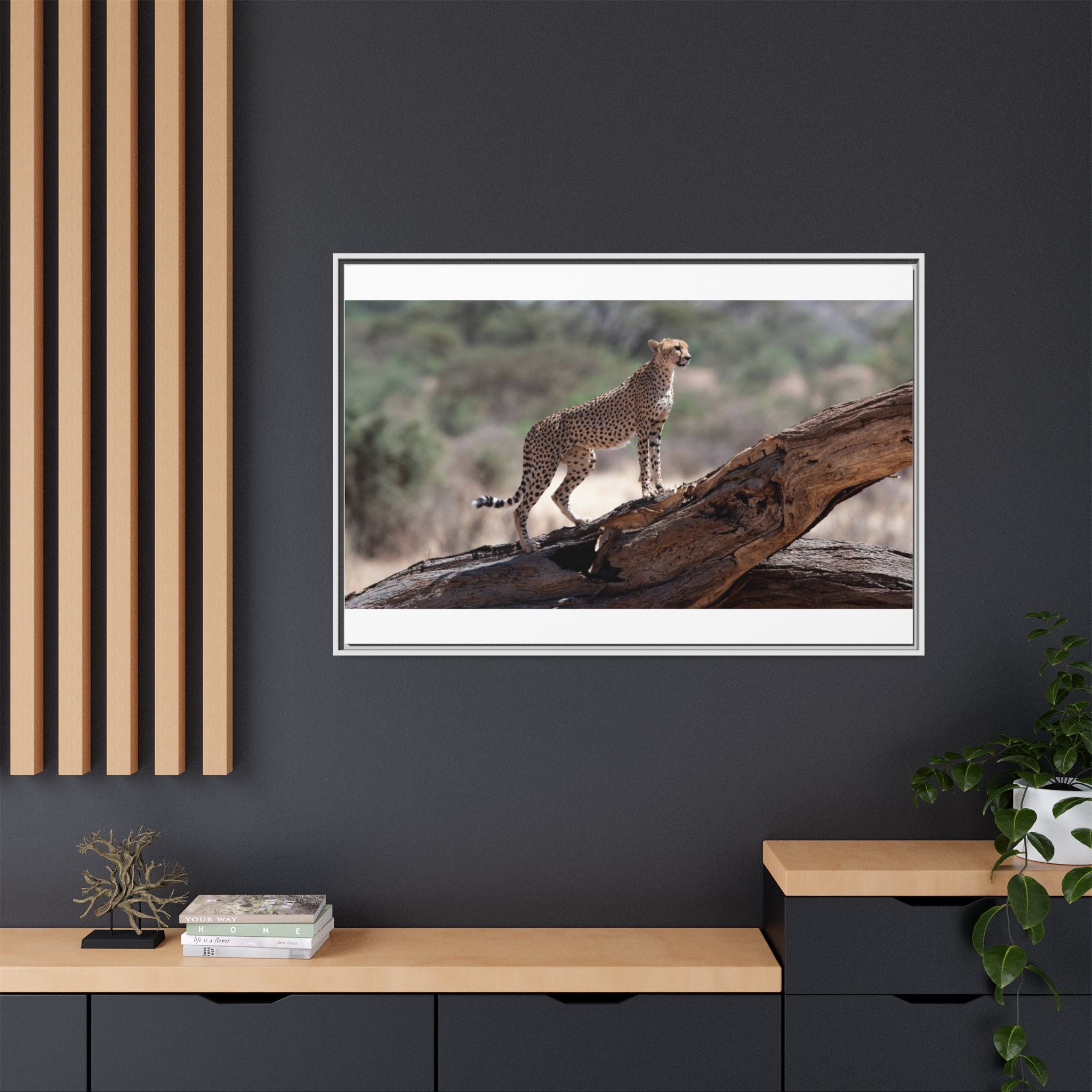 Painting Cheetah Matte Canvas, Framed (Multi-color)