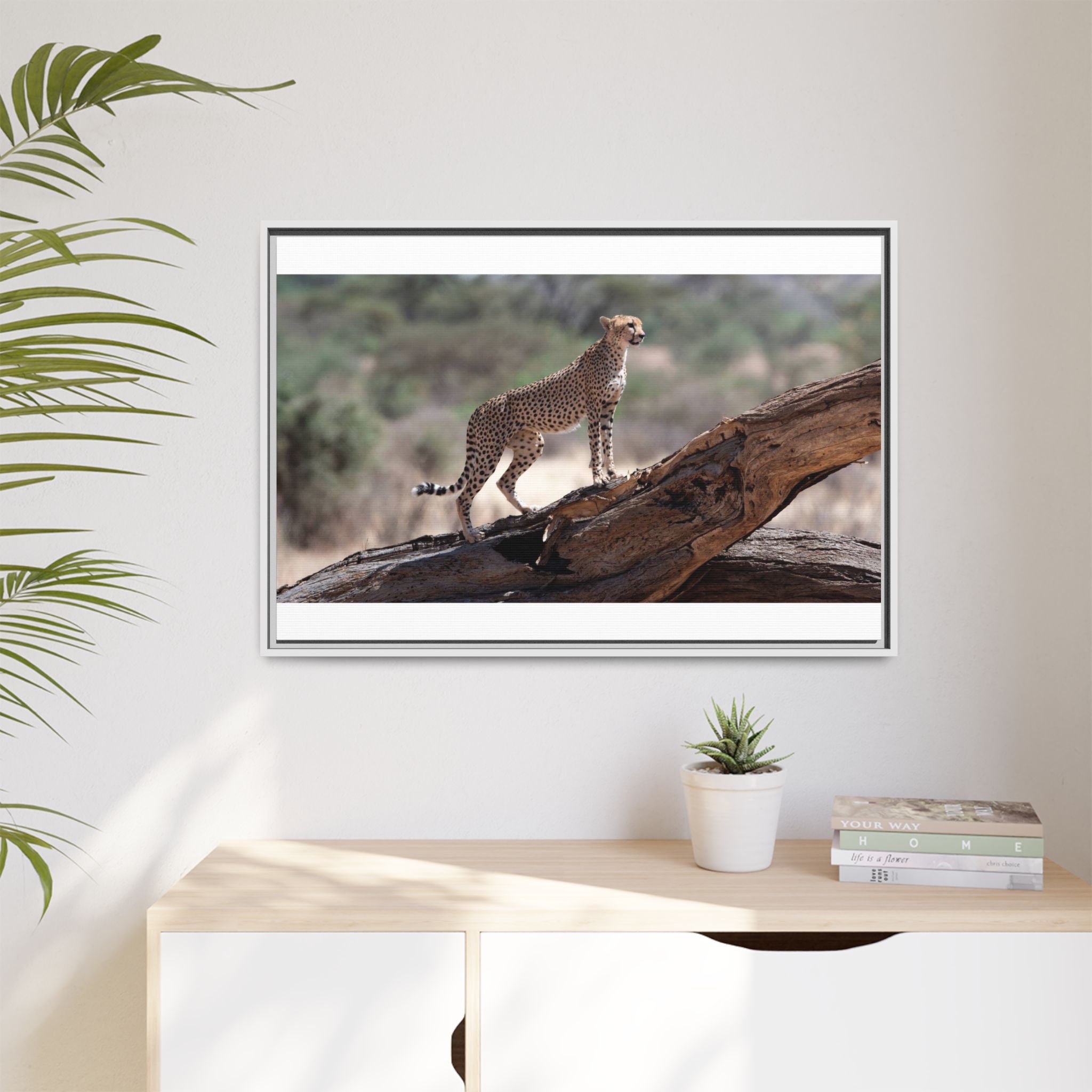 Painting Cheetah Matte Canvas, Framed (Multi-color)