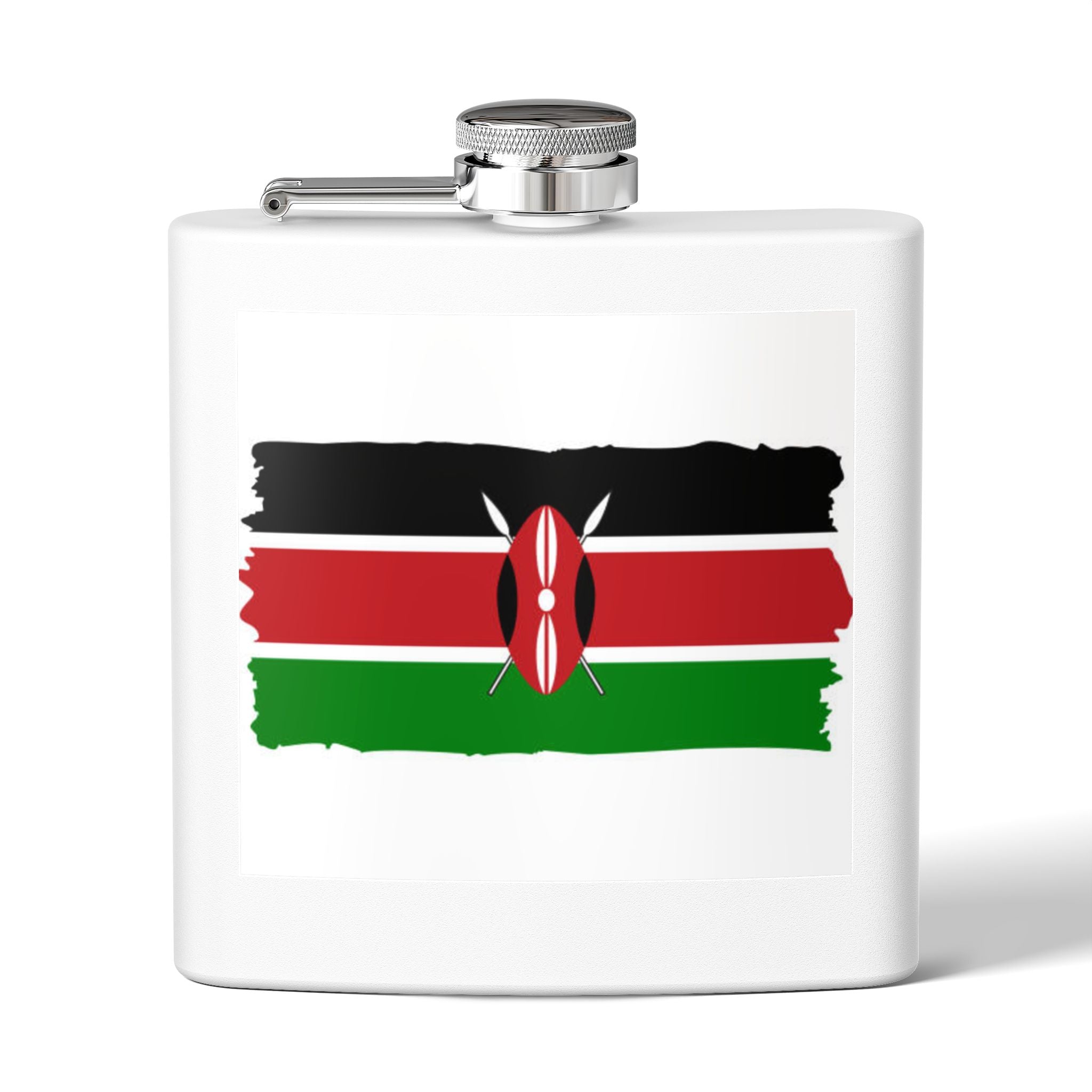 Kenya Flag Stainless Stl Flask, 6oz