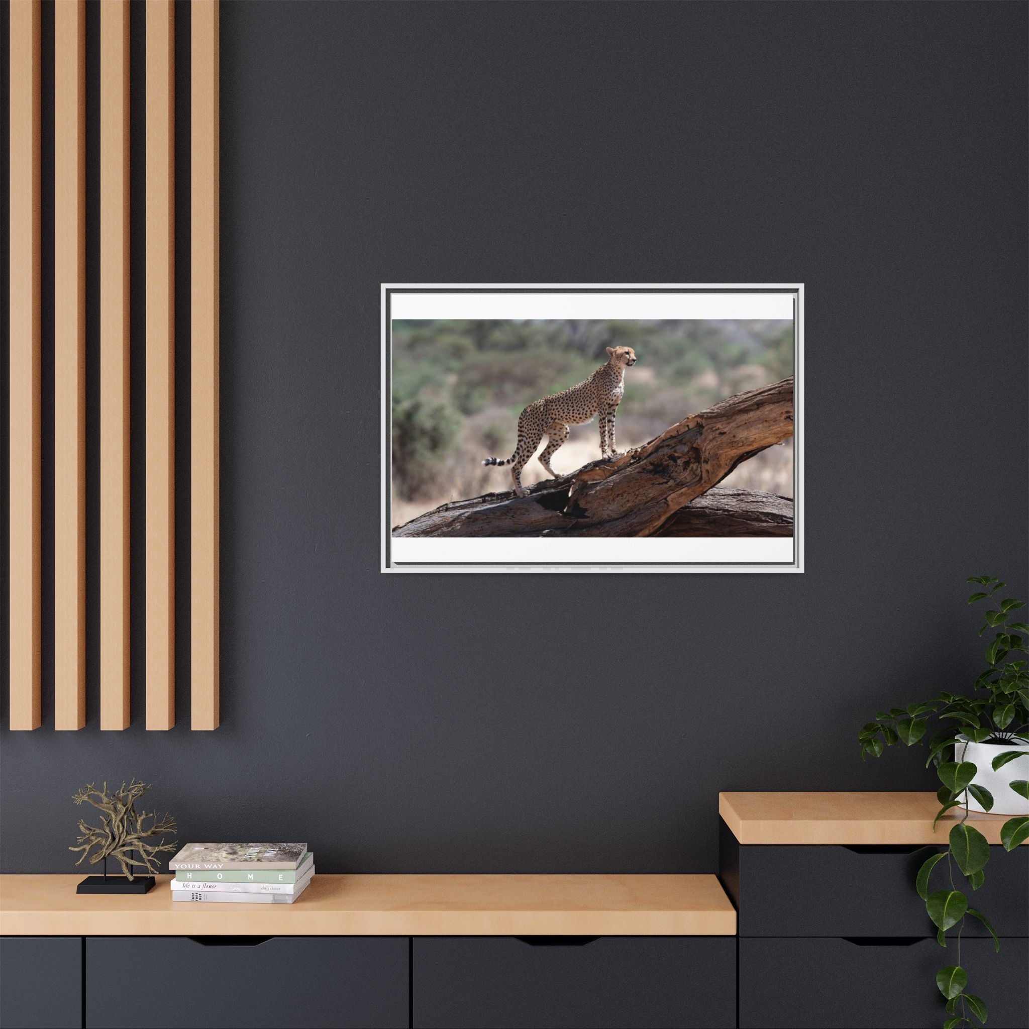 Painting Cheetah Matte Canvas, Framed (Multi-color)