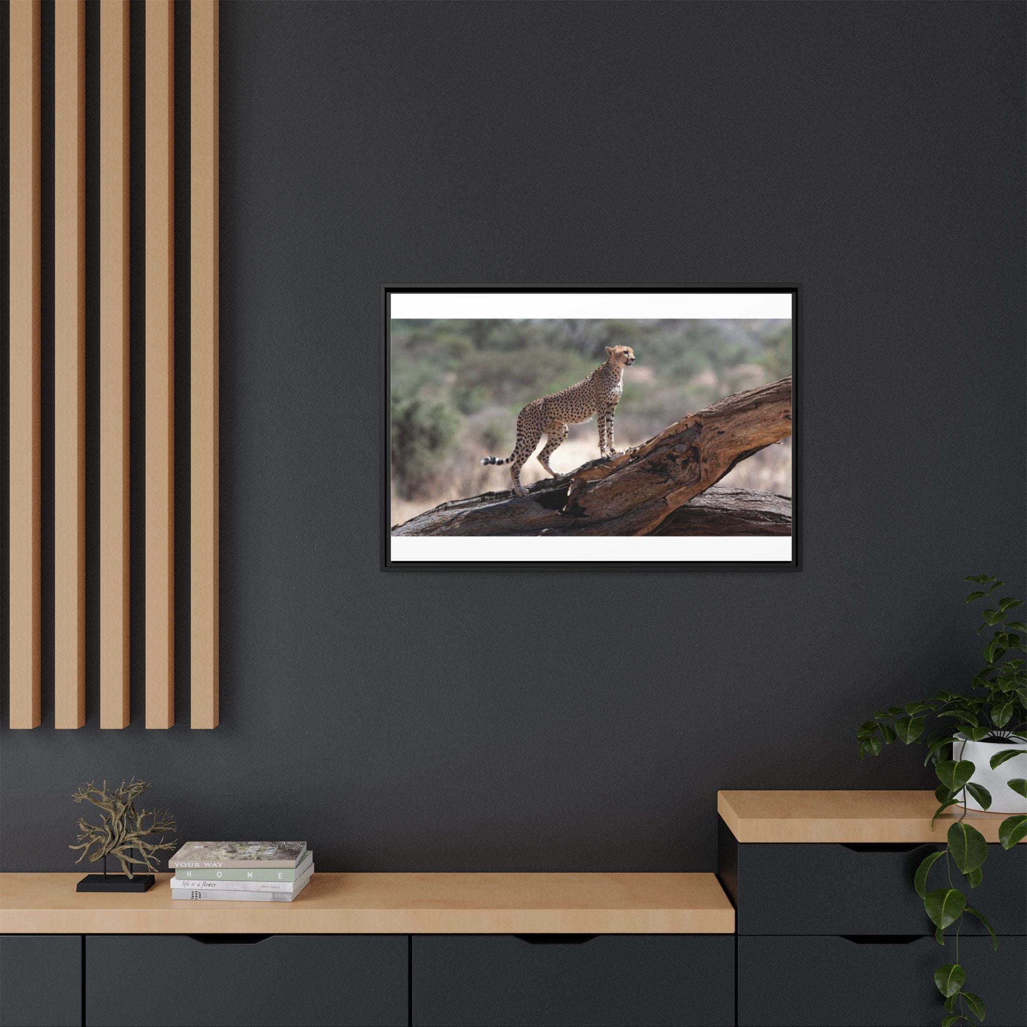 Painting Cheetah Matte Canvas, Framed (Multi-color)