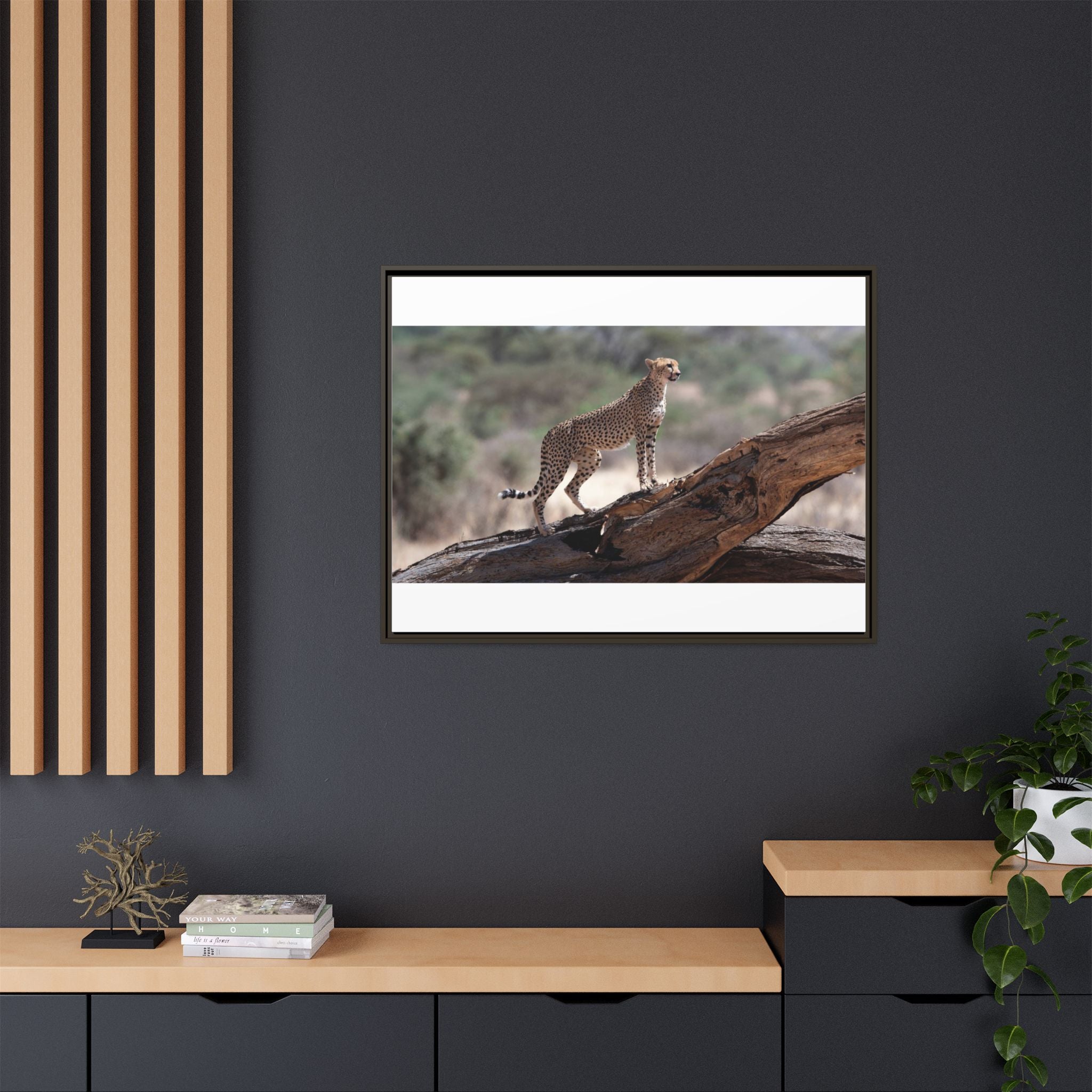 Painting Cheetah Matte Canvas, Framed (Multi-color)