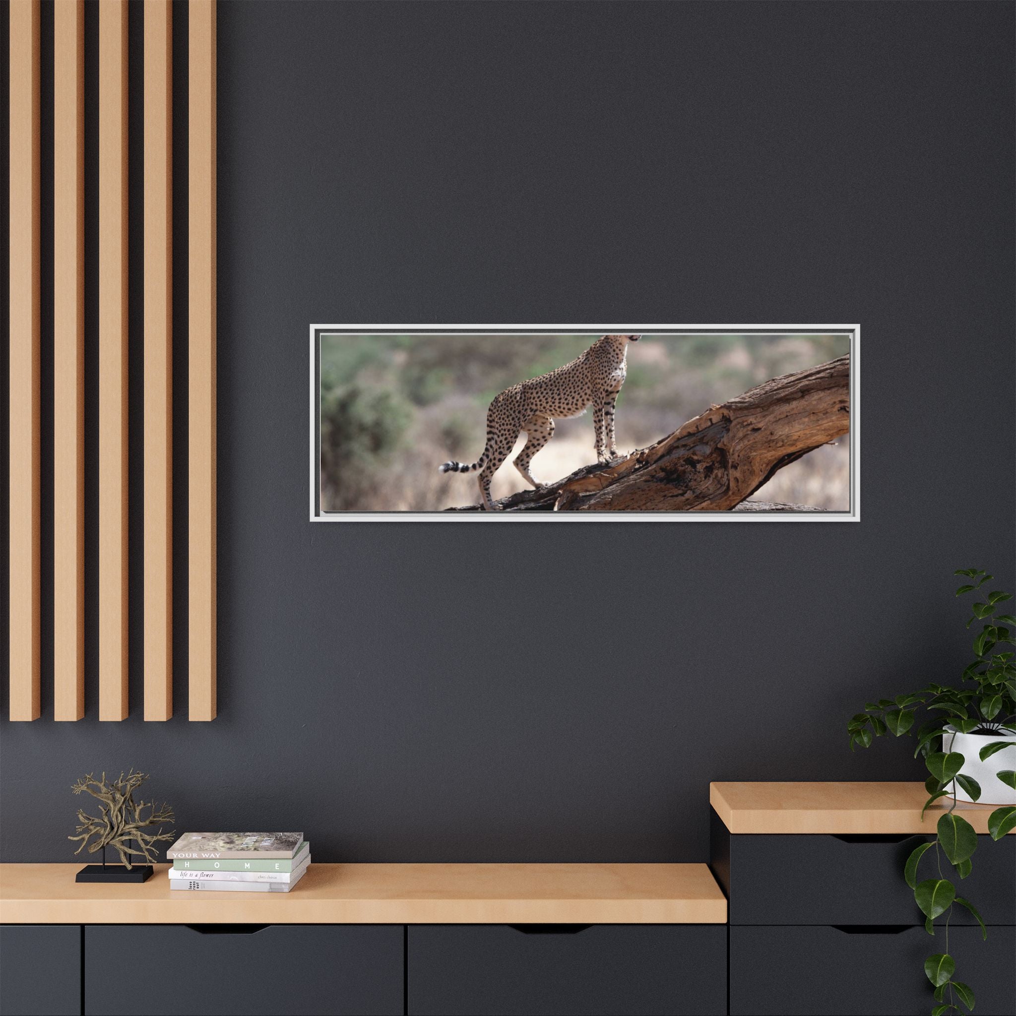 Painting Cheetah Matte Canvas, Framed (Multi-color)