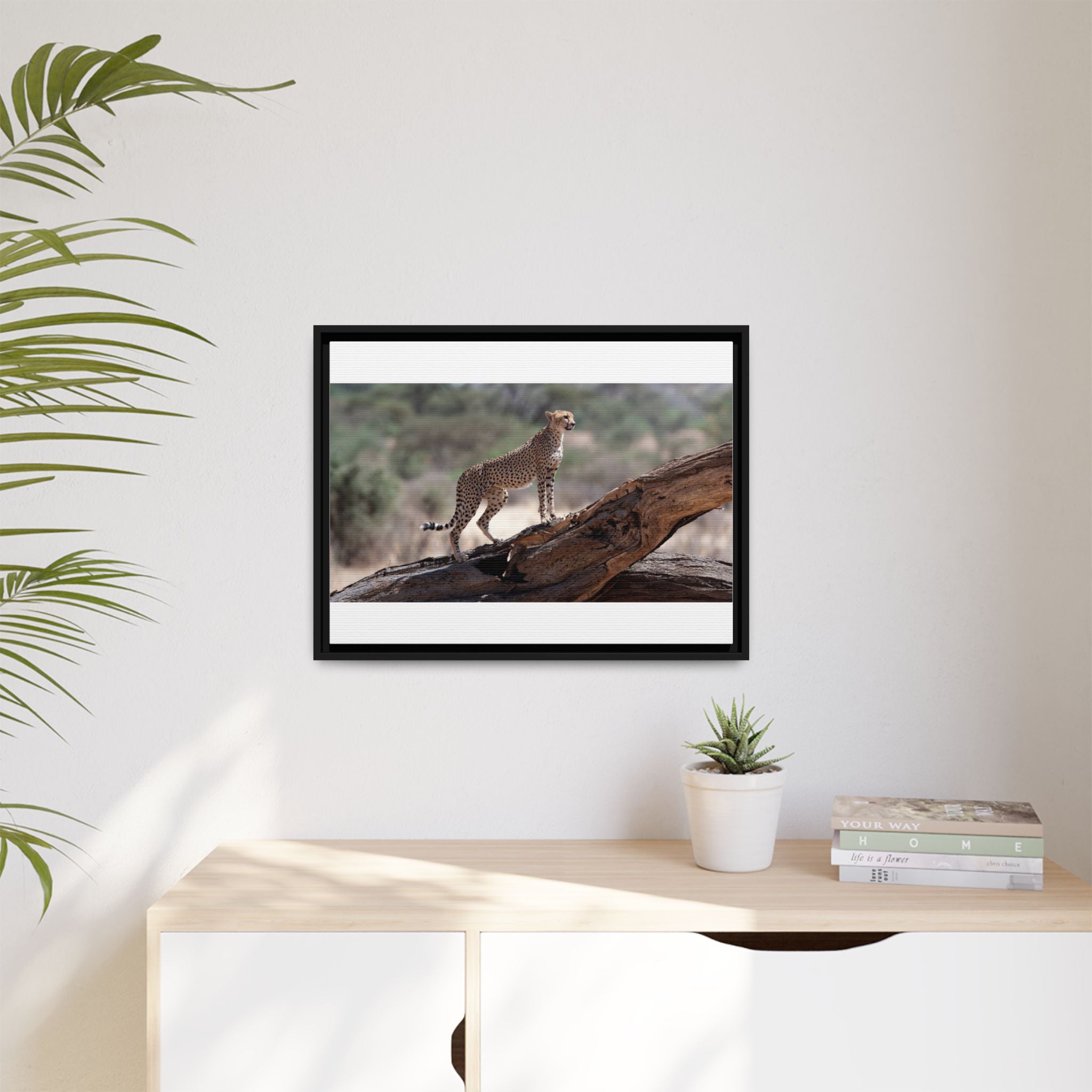 Painting Cheetah Matte Canvas, Framed (Multi-color)