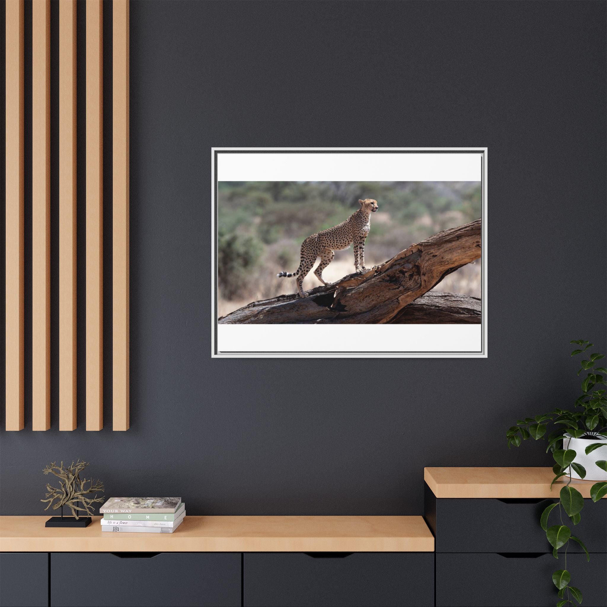 Painting Cheetah Matte Canvas, Framed (Multi-color)