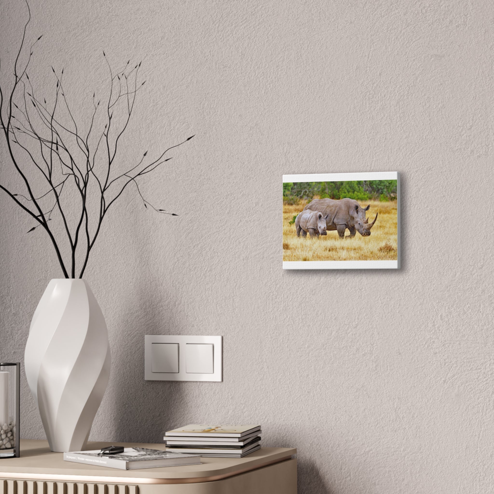 Painting Africa Rhino Canvas Stretched, 0.75"