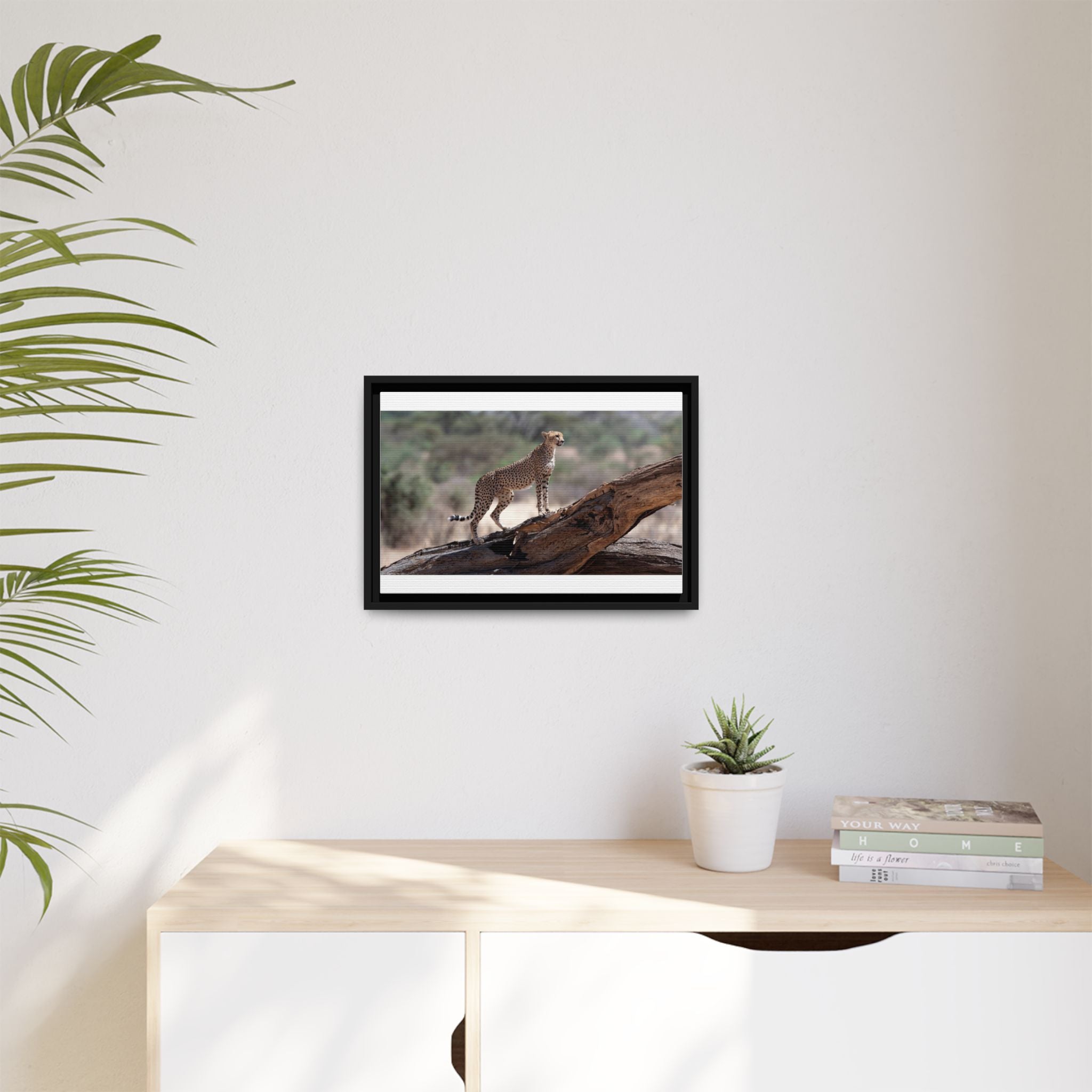 Painting Cheetah Matte Canvas, Framed (Multi-color)