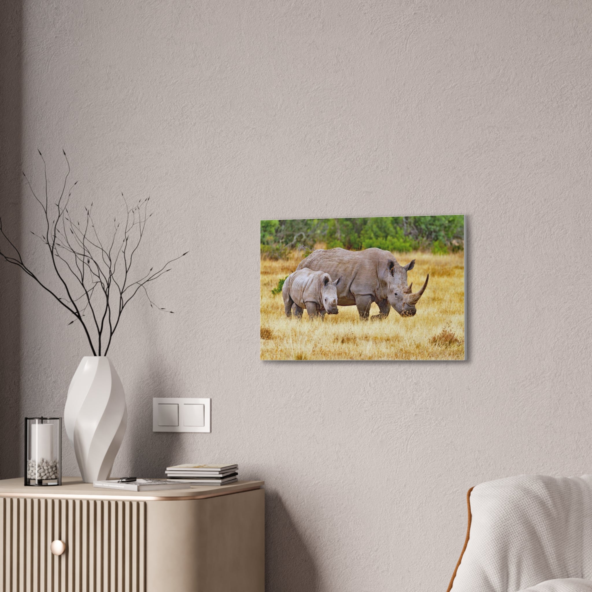 Painting Africa Rhino Canvas Stretched, 0.75"