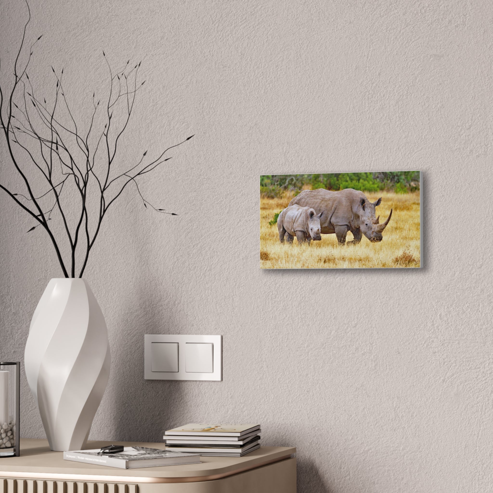 Painting Africa Rhino Canvas Stretched, 0.75"