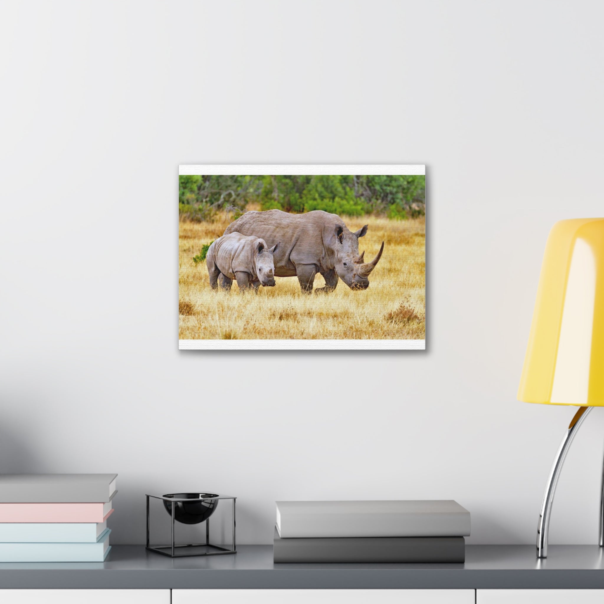 Painting Africa Rhino Canvas Stretched, 0.75"