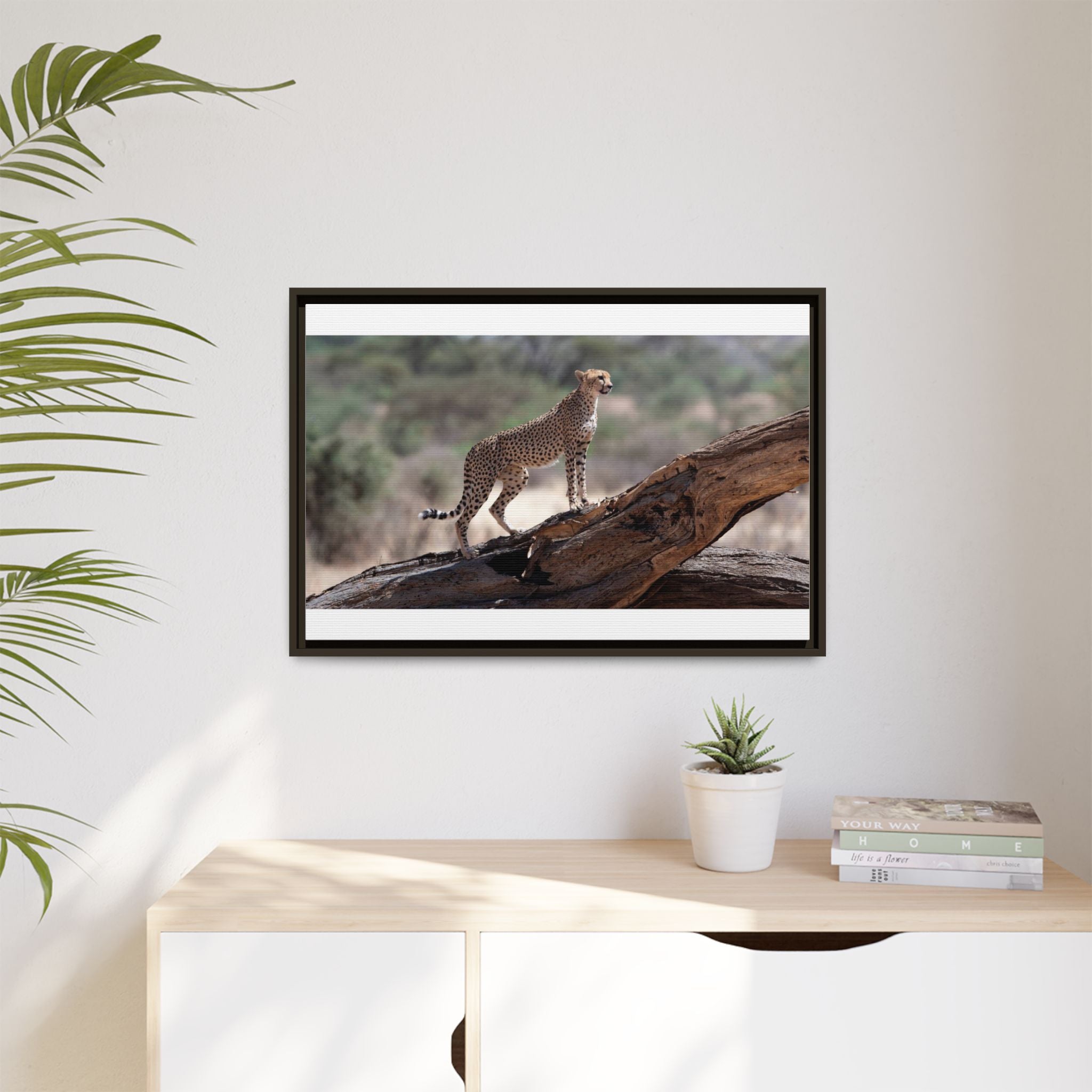 Painting Cheetah Matte Canvas, Framed (Multi-color)