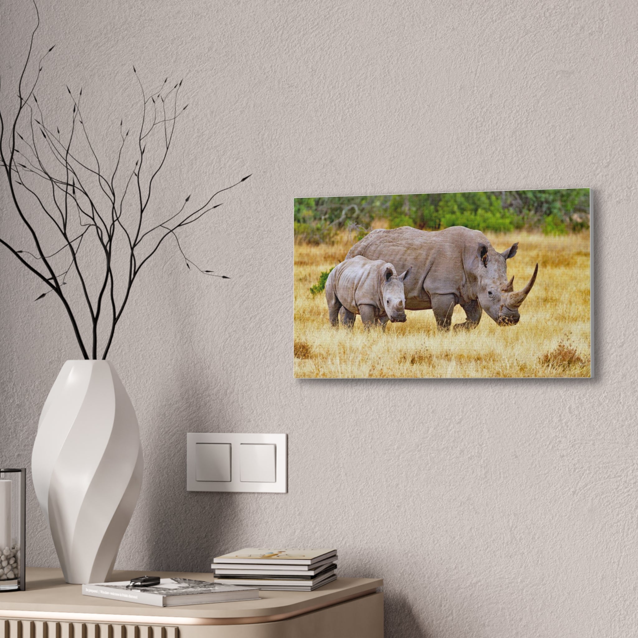 Painting Africa Rhino Canvas Stretched, 0.75"