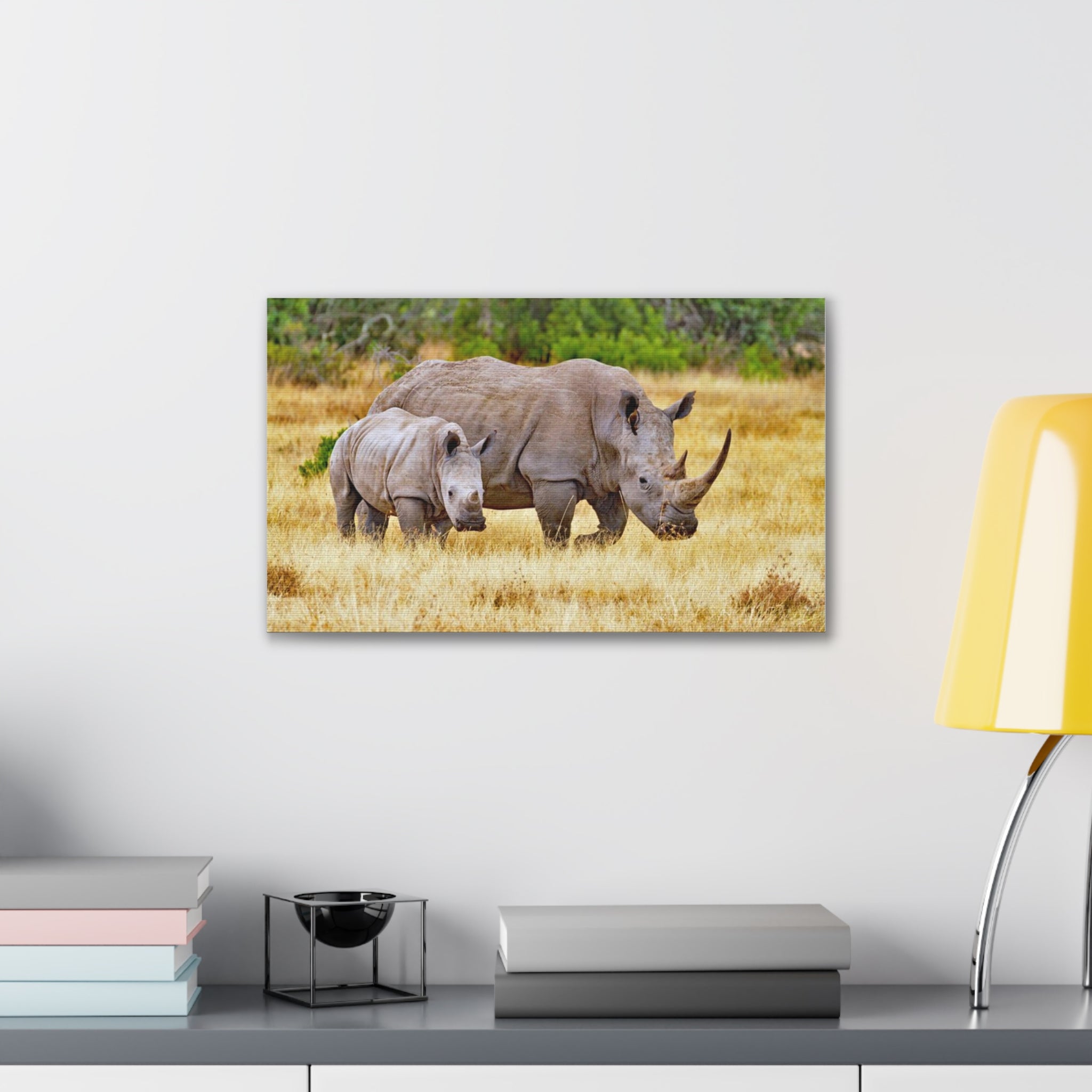 Painting Africa Rhino Canvas Stretched, 0.75"